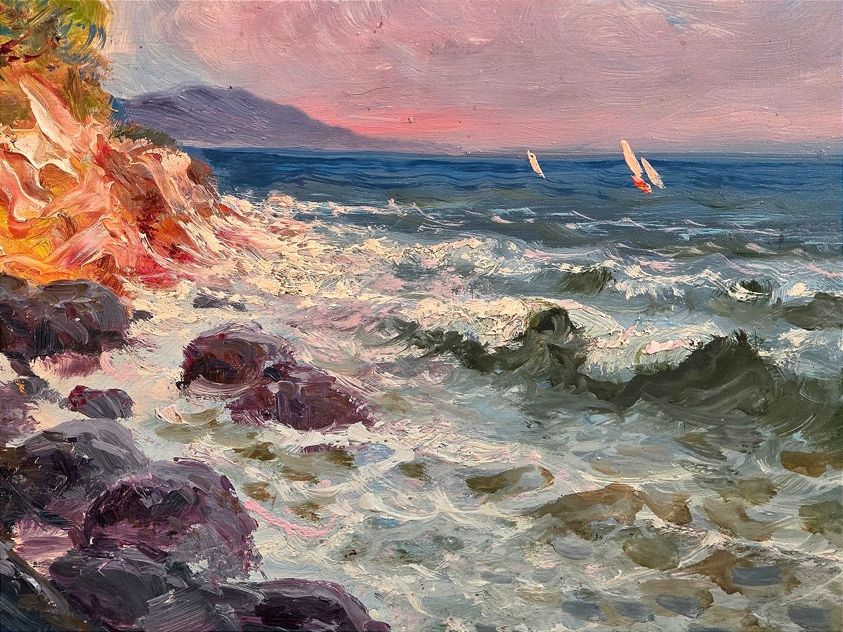 Stunning Seascape In The French Post-impressionist Style, Signed, Early 20th Century-photo-4
