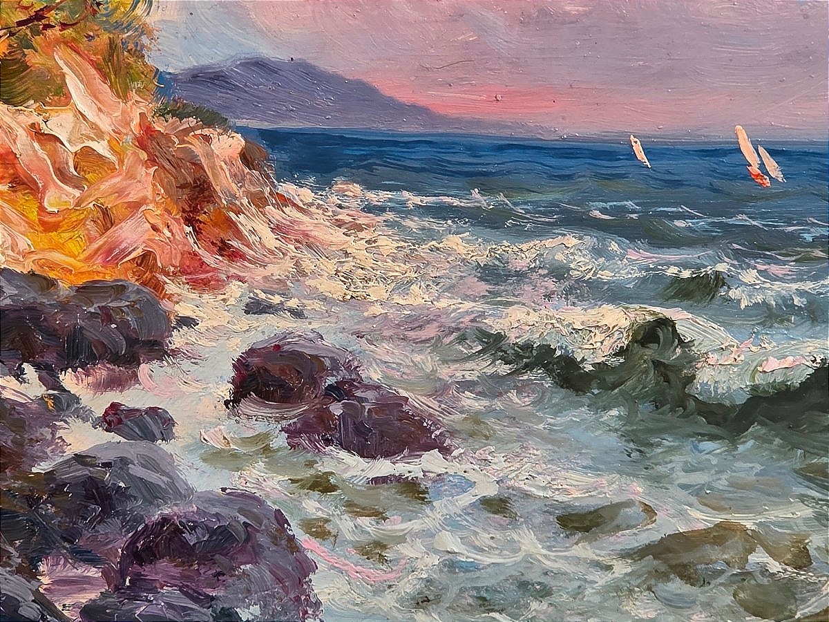 Stunning Seascape In The French Post-impressionist Style, Signed, Early 20th Century-photo-1
