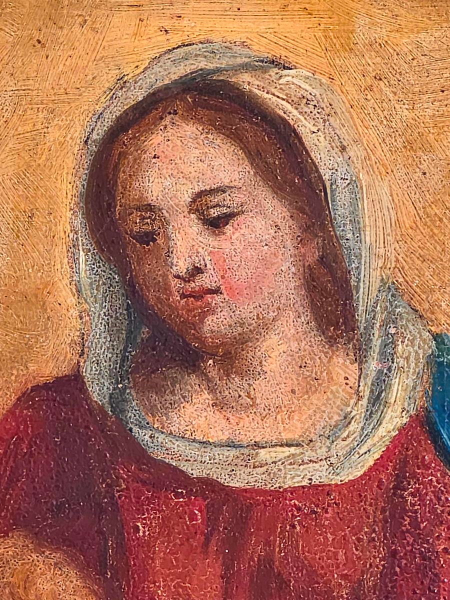 École italienne du XVIIe siècle La Vierge à l'Enfant remettant le rosaire à saint Dominique-photo-1