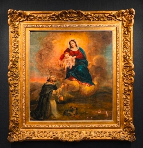 École italienne du XVIIe siècle La Vierge à l'Enfant remettant le rosaire à saint Dominique