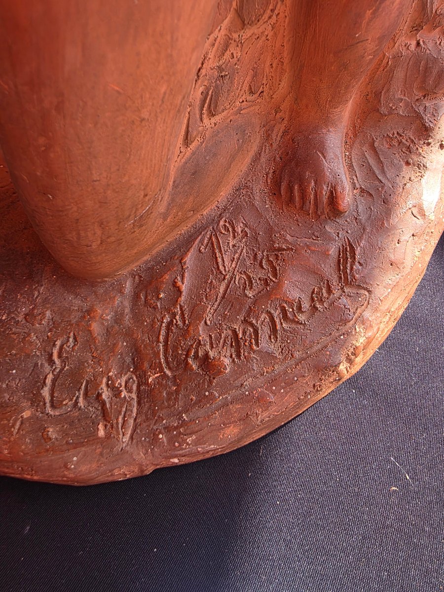 Eugène Canneel (1882-1966) — Importante sculpture Art Déco en terre cuite "L'Abondance" ​-photo-3