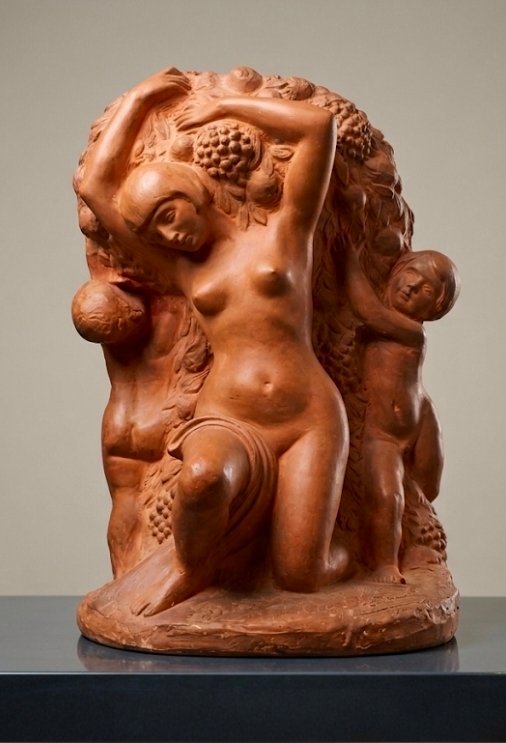 Eugène Canneel (1882-1966) — Importante sculpture Art Déco en terre cuite "L'Abondance" ​