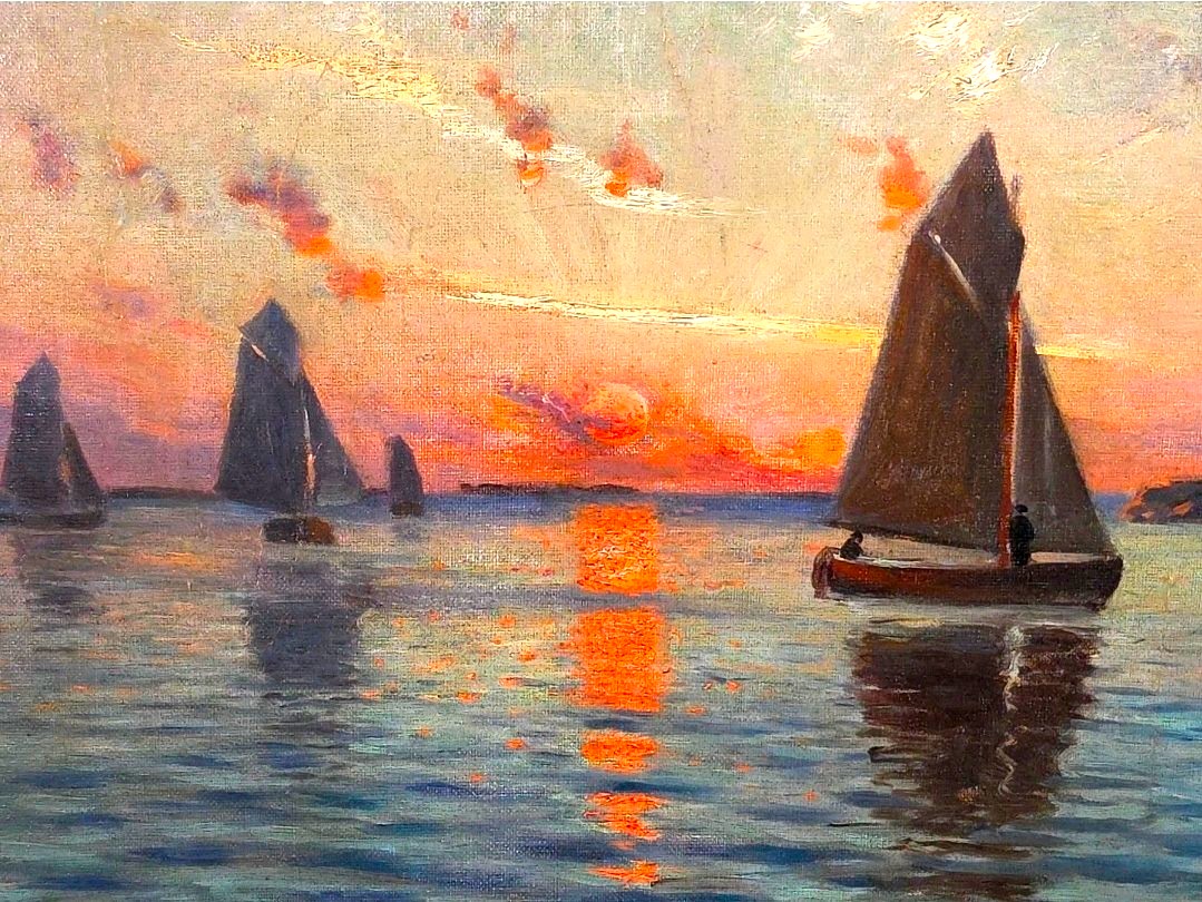 Impressionist Seascape Oil Painting On Canvas, Signed By Johan Ericso-photo-4