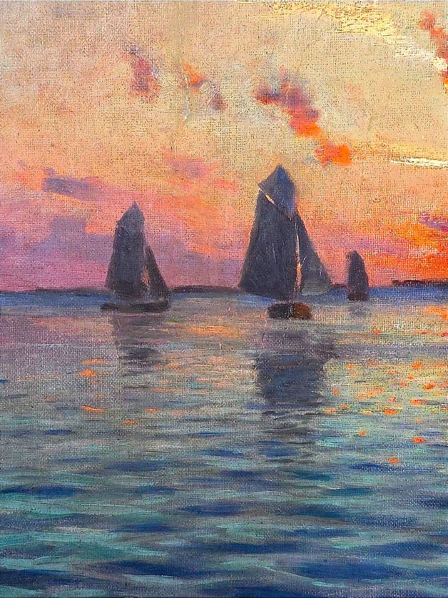 Impressionist Seascape Oil Painting On Canvas, Signed By Johan Ericso-photo-2