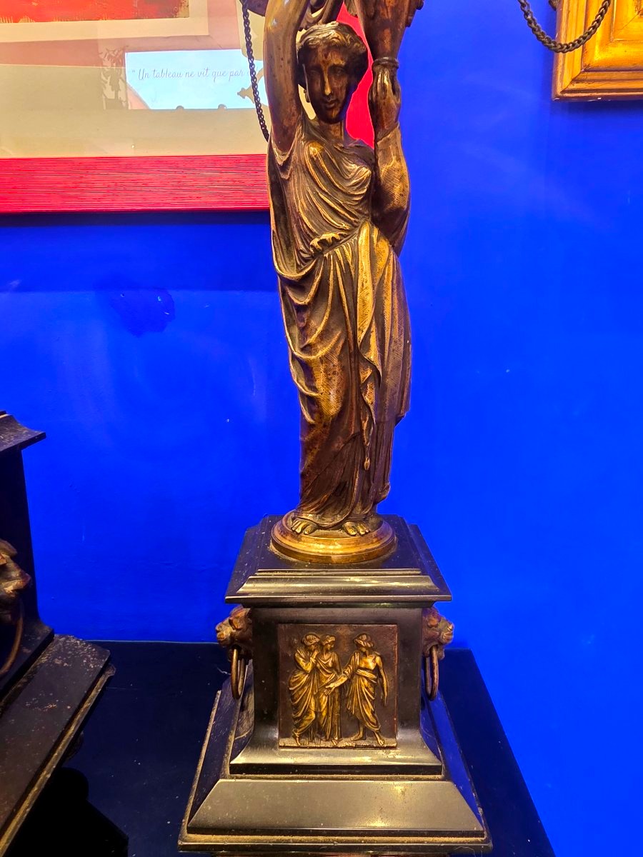 Horloge Garniture de cheminée en bronze Signée Auguste Moreau (1834–1917) ​-photo-4