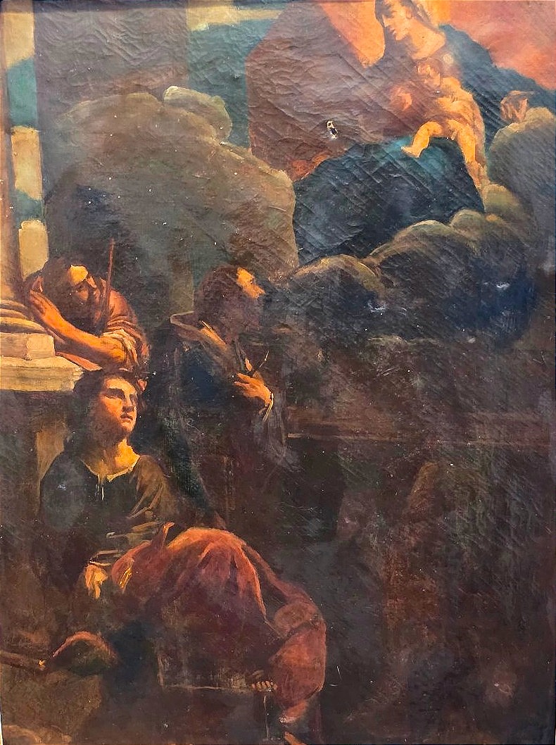18th-century Italian School Oil Painting, *the Vision Of Saint Jerome* -photo-2