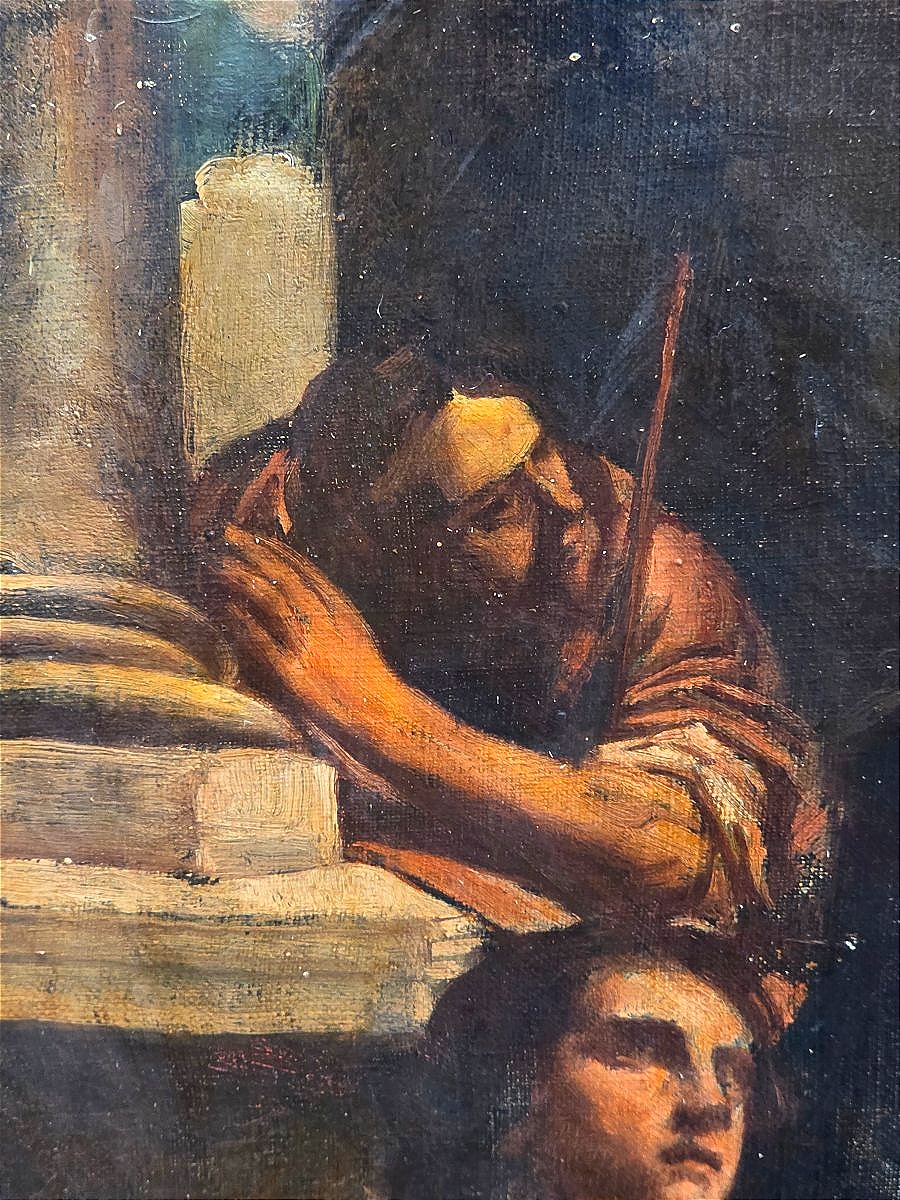 18th-century Italian School Oil Painting, *the Vision Of Saint Jerome* -photo-4