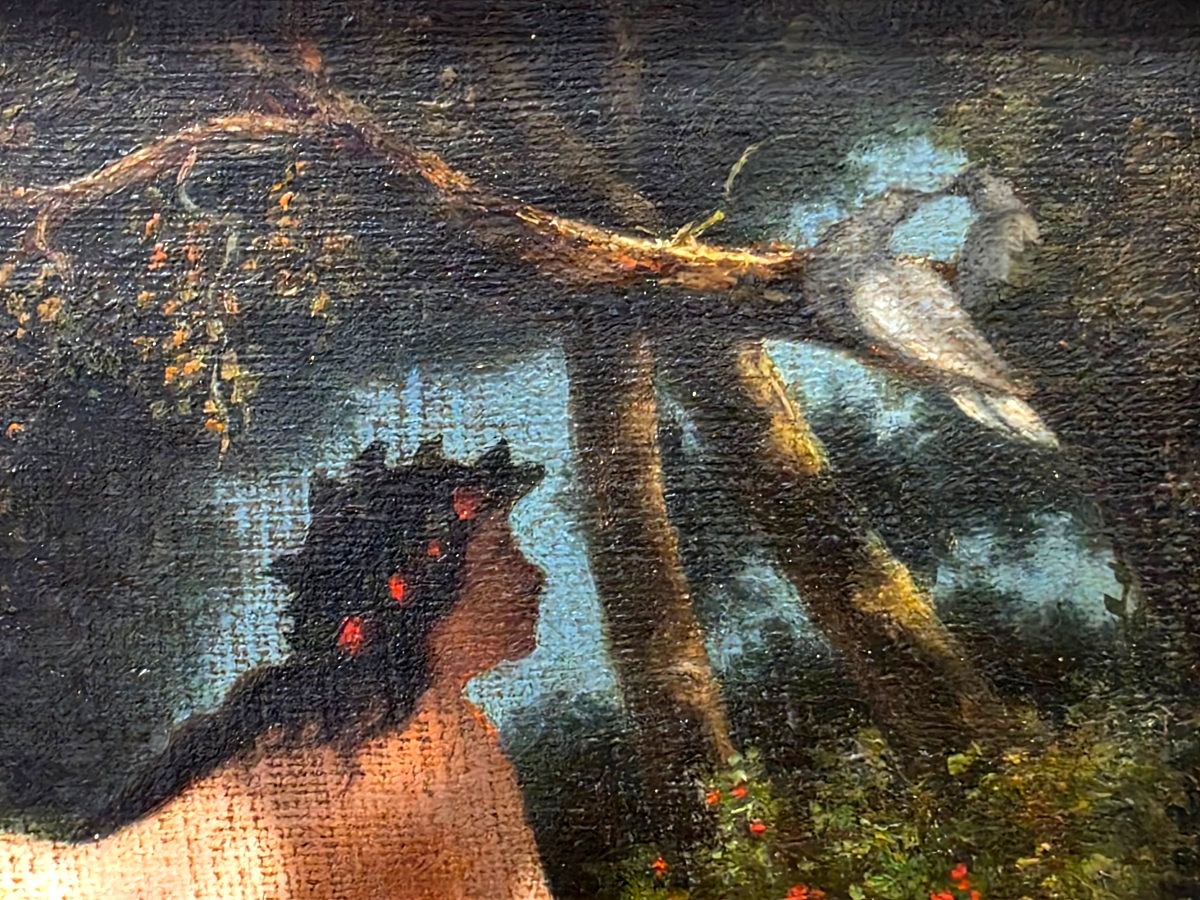 Oil Painting: “nymph Contemplating A Pair Of Birds,” French School, 19th Century-photo-2