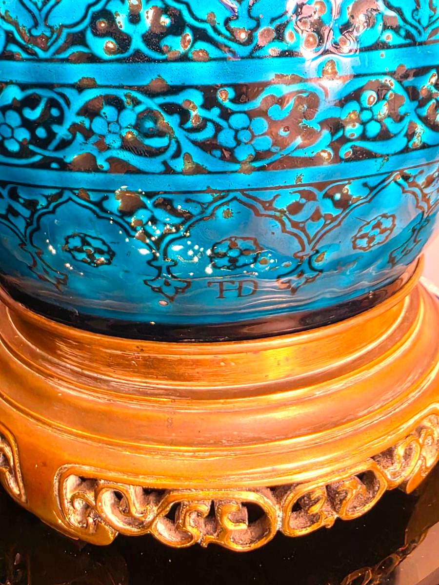 ​Lampe de table de style Persan / Iznik signée Théodore Deck (1823–1891) ​-photo-2