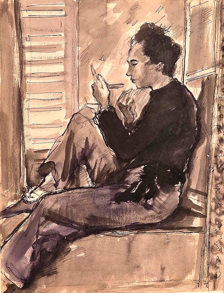 Paul HANNAUX (1899-1954) – Jeune femme à sa toilette (ou La Rêverie près de la fenêtre) ​-photo-2