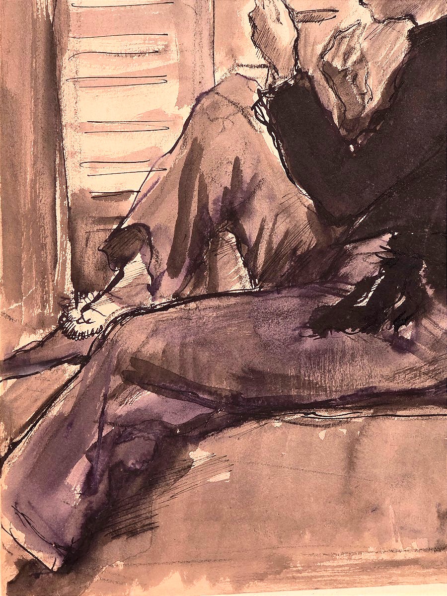 Paul HANNAUX (1899-1954) – Jeune femme à sa toilette (ou La Rêverie près de la fenêtre) ​-photo-1