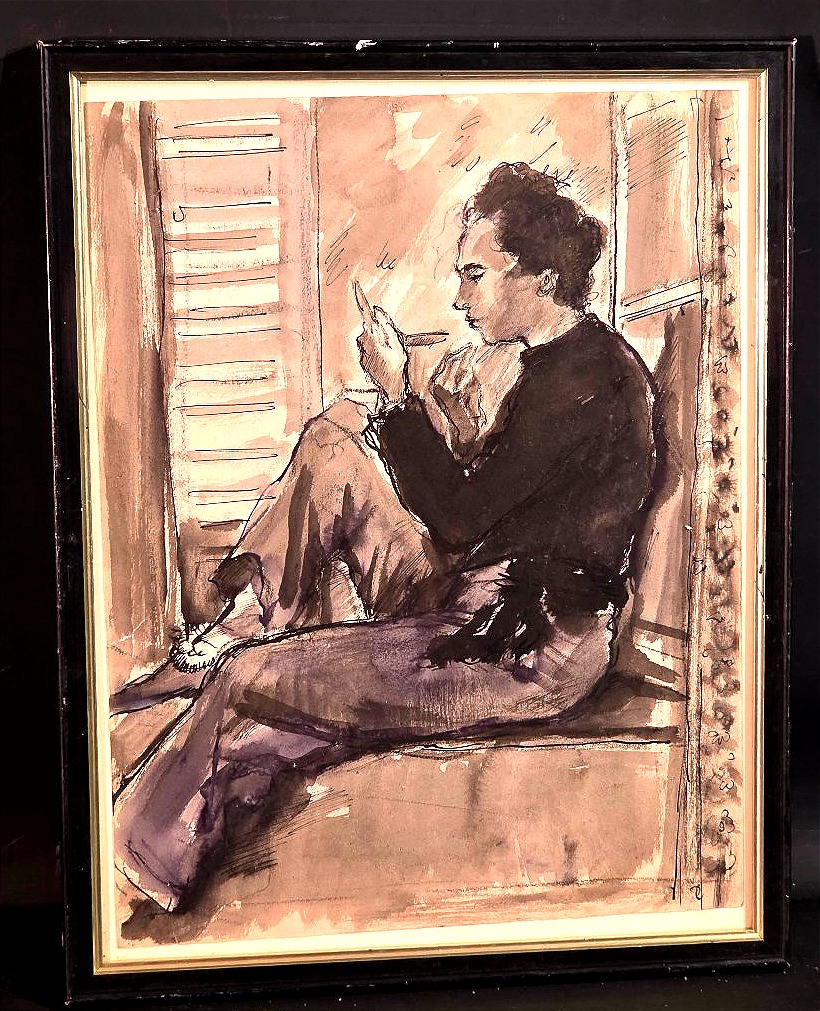 Paul HANNAUX (1899-1954) – Jeune femme à sa toilette (ou La Rêverie près de la fenêtre) ​