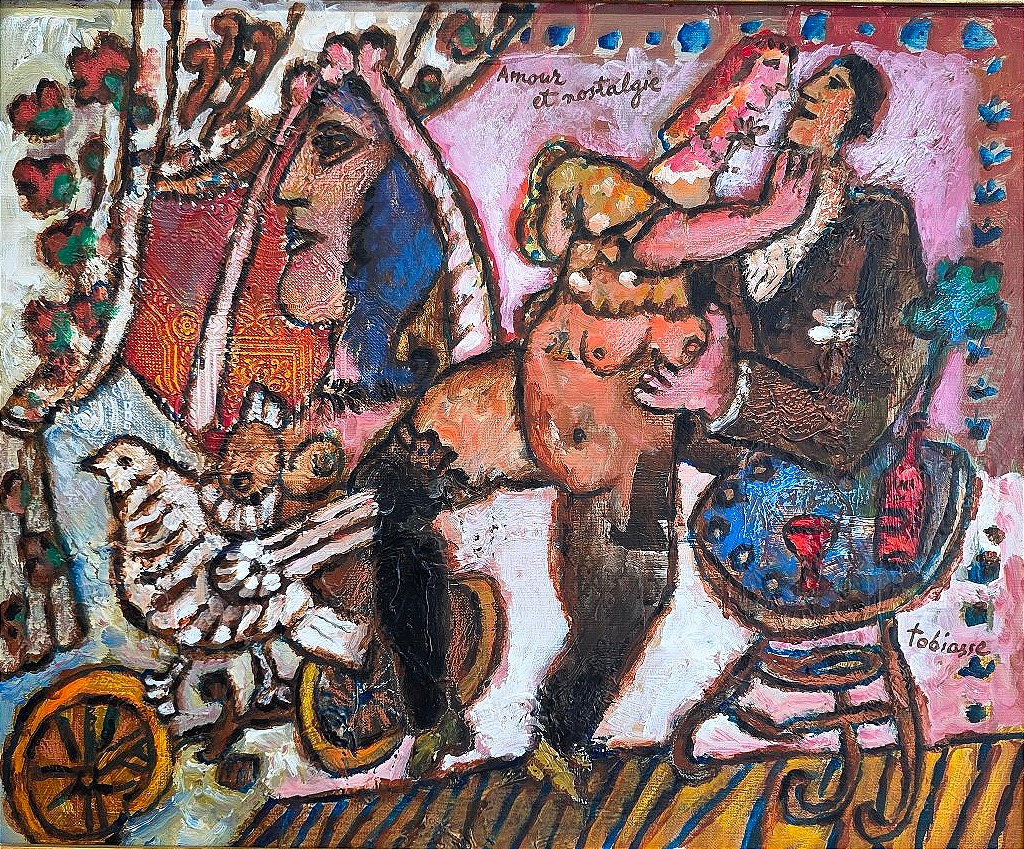 Oil Painting Signed By Théo Tobiasse (1927–2012), *love And Nostalgia* -photo-2