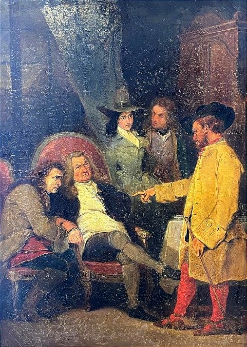 Painting Oil Of Denis Diderot And Jean-jacques Rousseau At The Baron d'Holbach" -photo-2