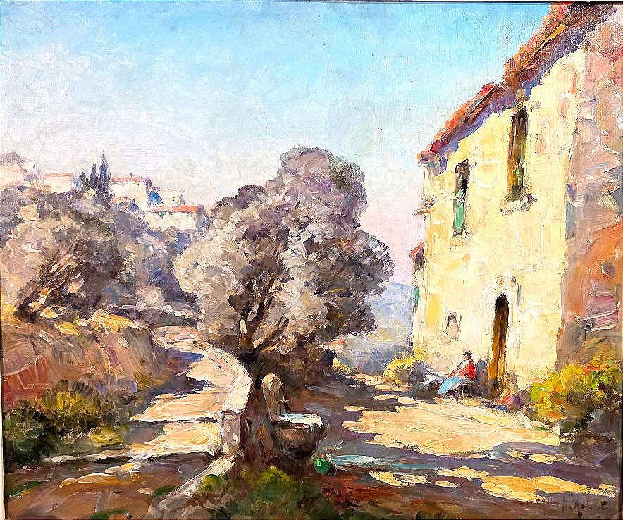 Marius HUBERT-ROBERT (1885-1966) paysage provençal animé-photo-2