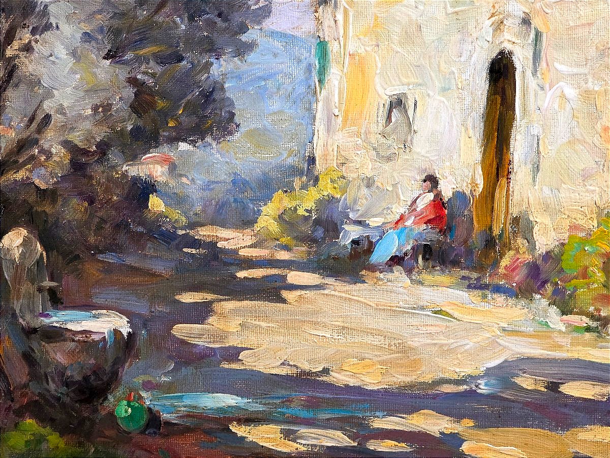 Marius HUBERT-ROBERT (1885-1966) paysage provençal animé-photo-1