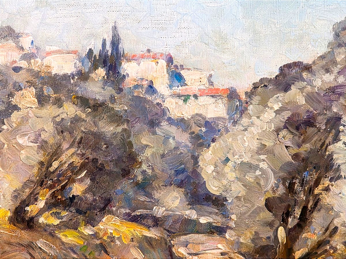 Marius HUBERT-ROBERT (1885-1966) paysage provençal animé-photo-4