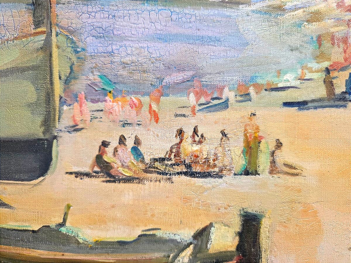 Pierre BOUDET (1915-2011) – Barques sur la plage à Tossa de Mar Côte Méditerranéenne-photo-4