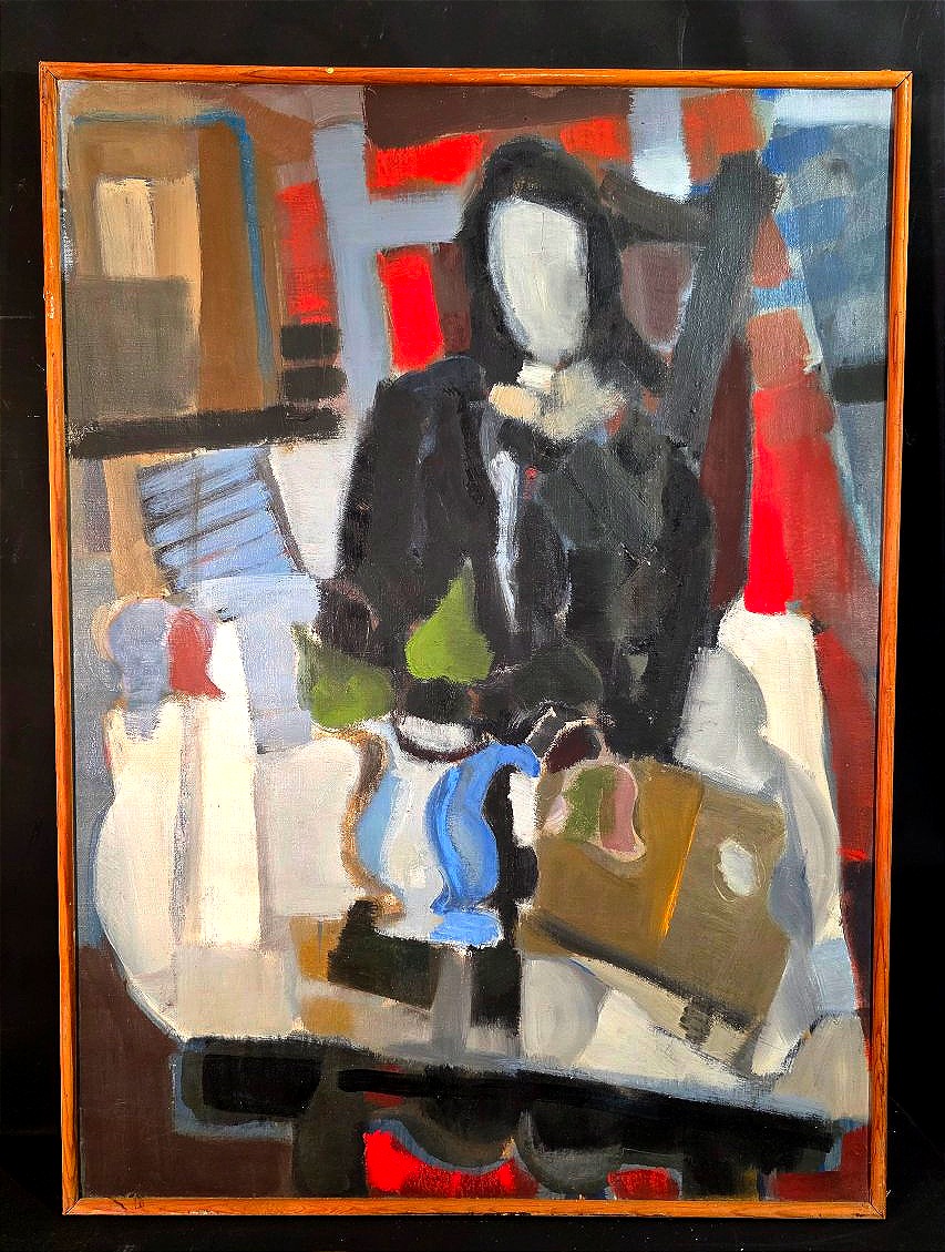 Oil Painting *woman Having Breakfast*, Paris School, By Pierre Vachin (1907–1988)