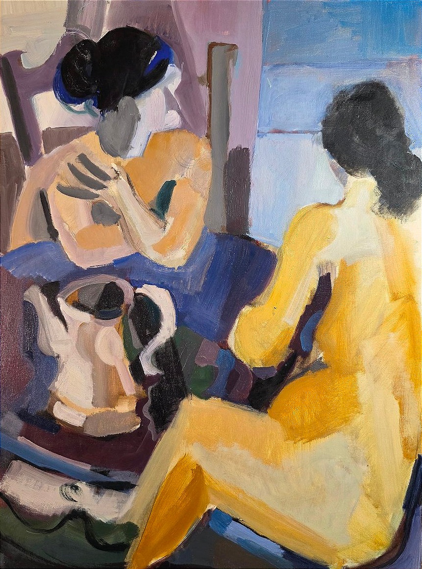 Tableau huile Les deux amies école de Paris Pierre Vachin (1907-1988)-photo-2