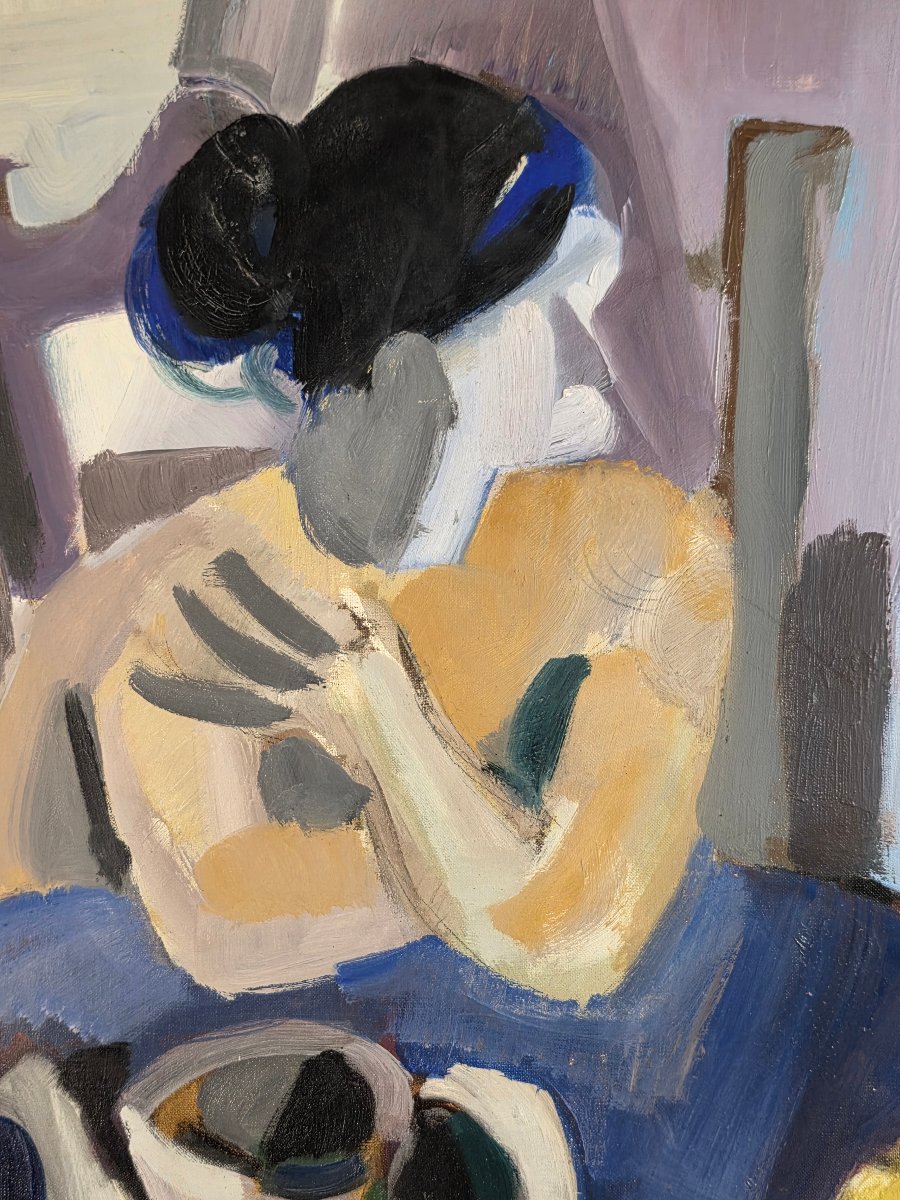 Tableau huile Les deux amies école de Paris Pierre Vachin (1907-1988)-photo-3