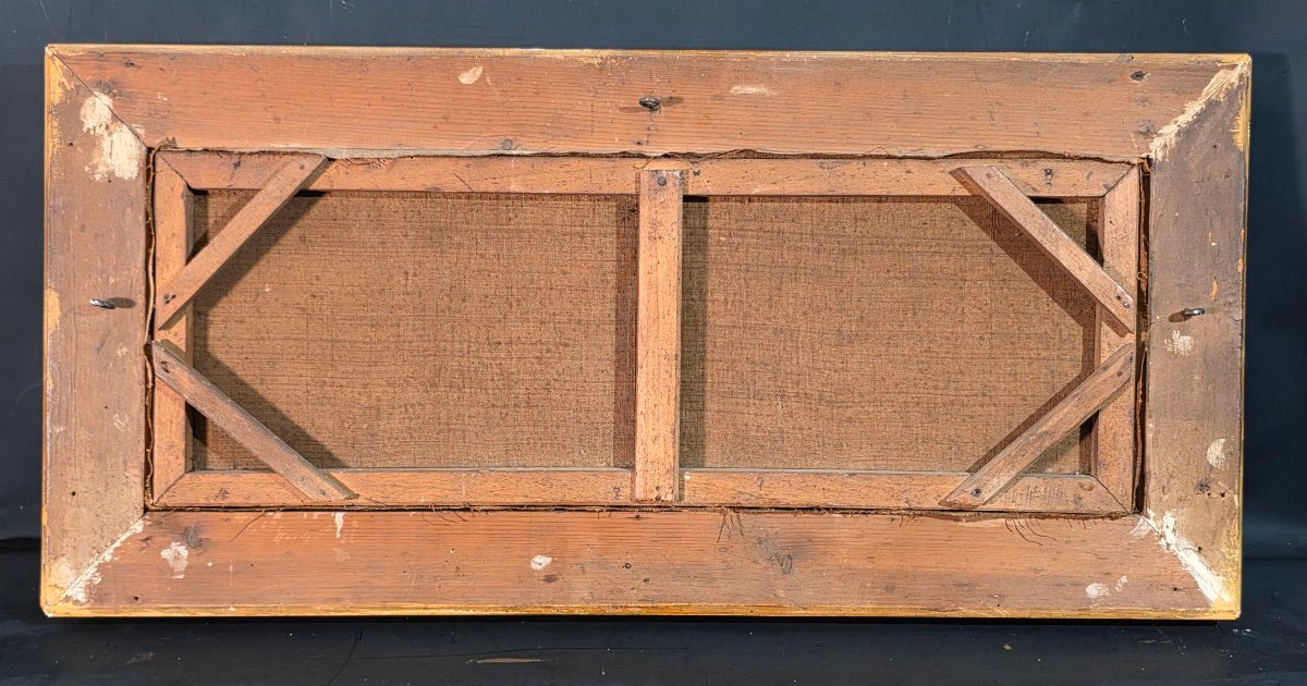 Tableau ancien siècle Scène de basse-cour animée dans un cadre doré XIXème-photo-4