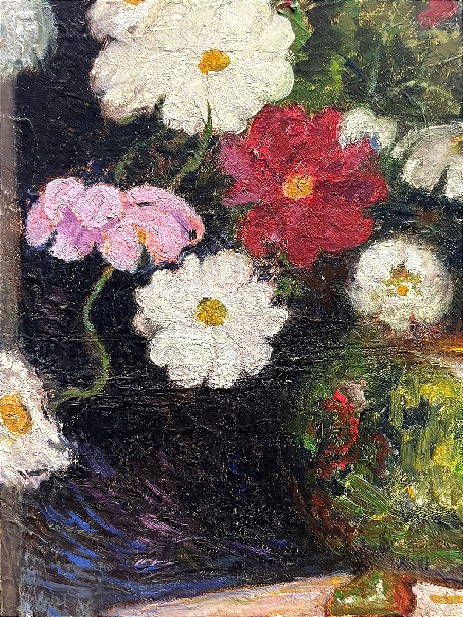 Charles CHARDAR (1885-1969) – Bouquet de cosmos dans un vase en céramique 1948 -photo-3
