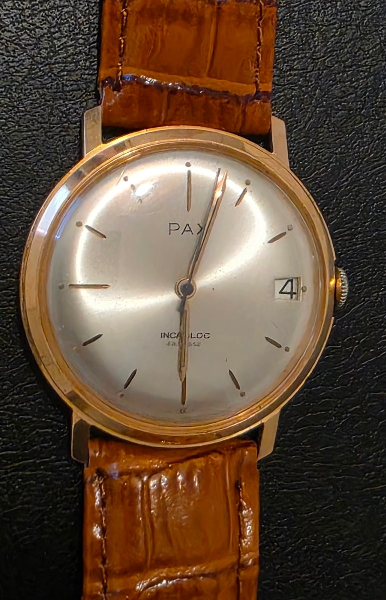 Vintage Pax Men's Watch – 18k Solid Gold Case – 1960s ​ -photo-2