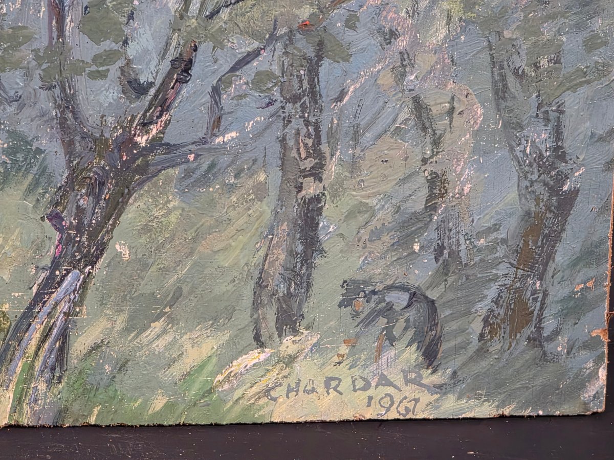 Charles Chardar (1885–1969), Lively Landscape: A Walker On A Path Lined With Olive Trees -photo-3