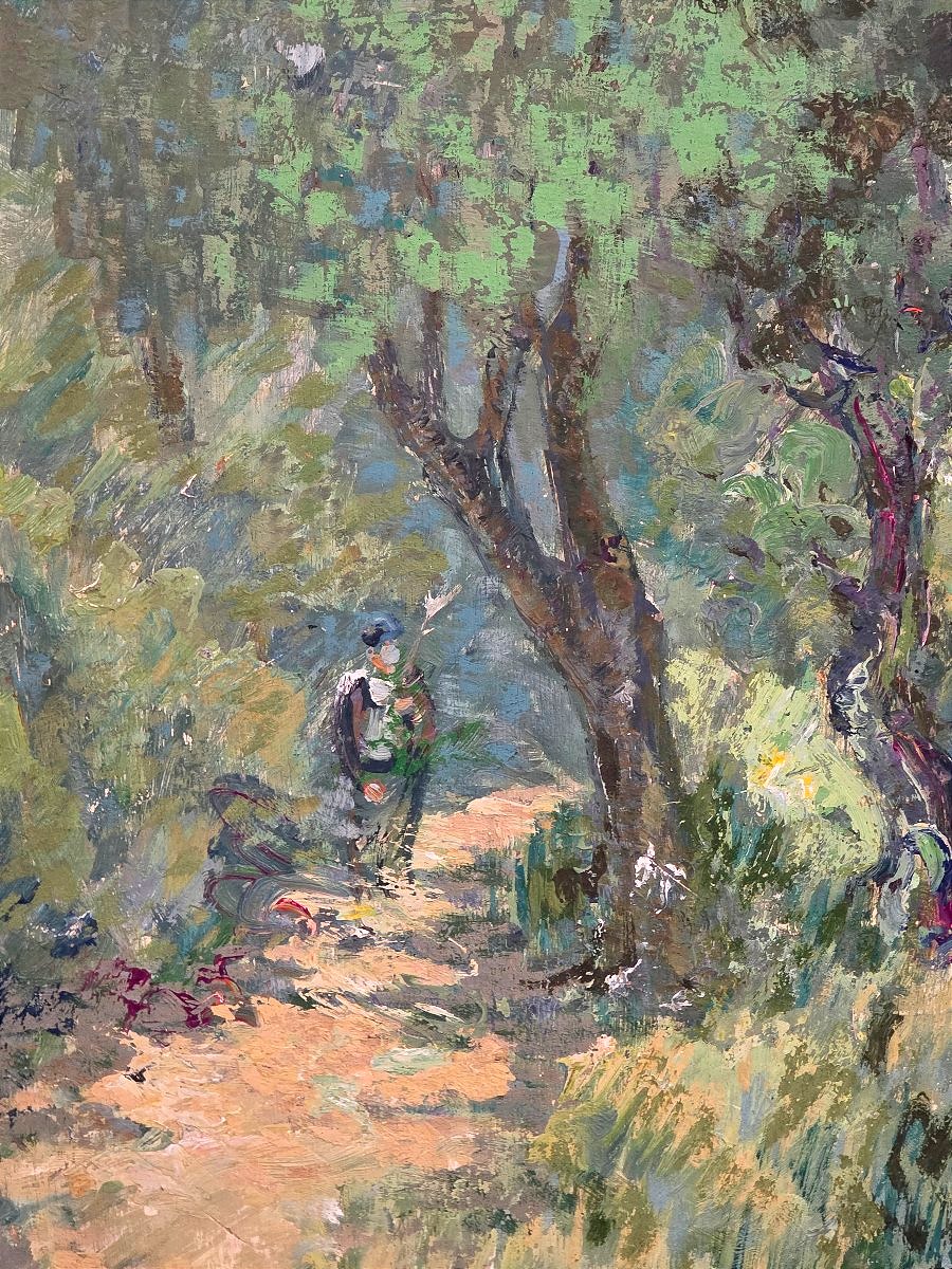 Charles Chardar (1885–1969), Lively Landscape: A Walker On A Path Lined With Olive Trees -photo-4