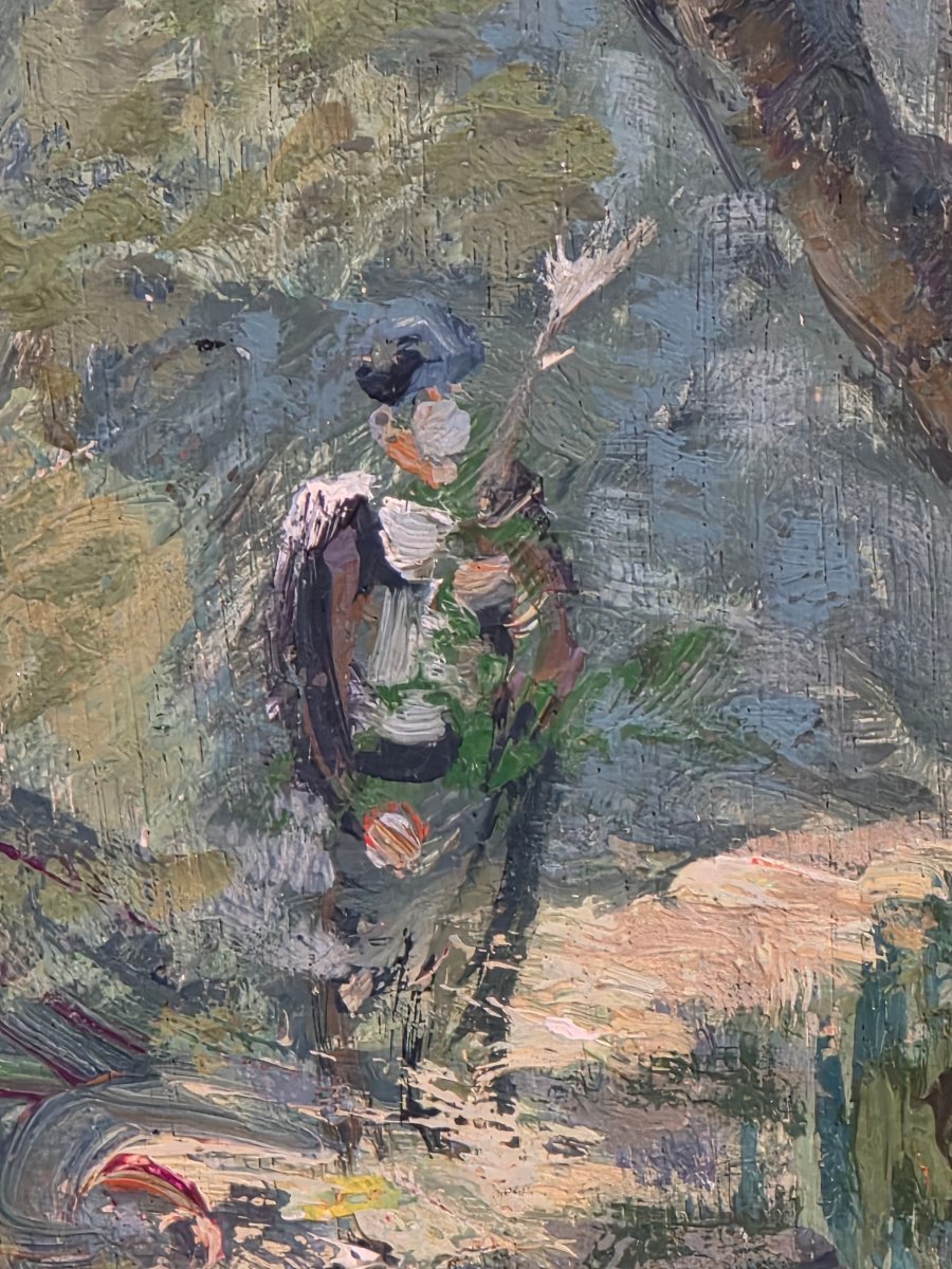 Charles Chardar (1885–1969), Lively Landscape: A Walker On A Path Lined With Olive Trees -photo-1