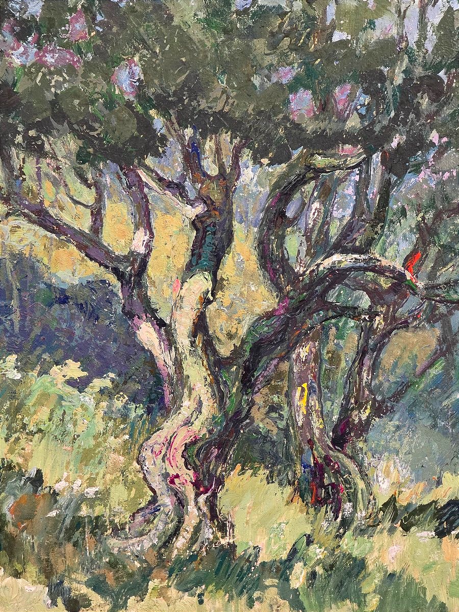 Charles Chardar (1885–1969), Lively Landscape: A Walker On A Path Lined With Olive Trees -photo-4