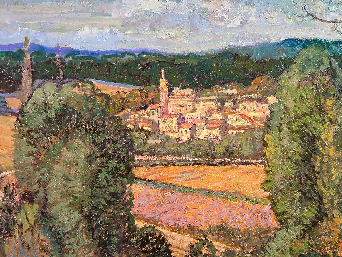 ​Charles CHARDAR (1885-1969) – Paysage de Provence aux oliviers et clocher (1962) -photo-4