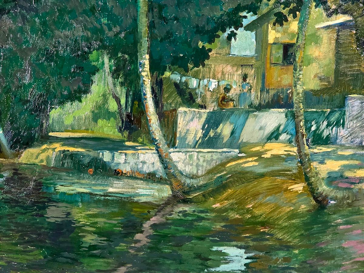 Charles CHARDAR (1885–1969) – Scène de vie en Martinique ​lavandières-photo-3