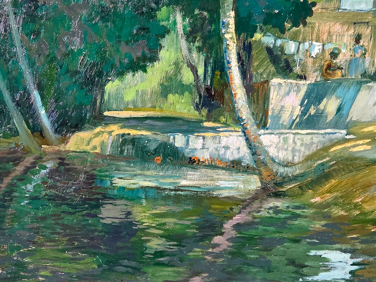 Charles CHARDAR (1885–1969) – Scène de vie en Martinique ​lavandières-photo-2