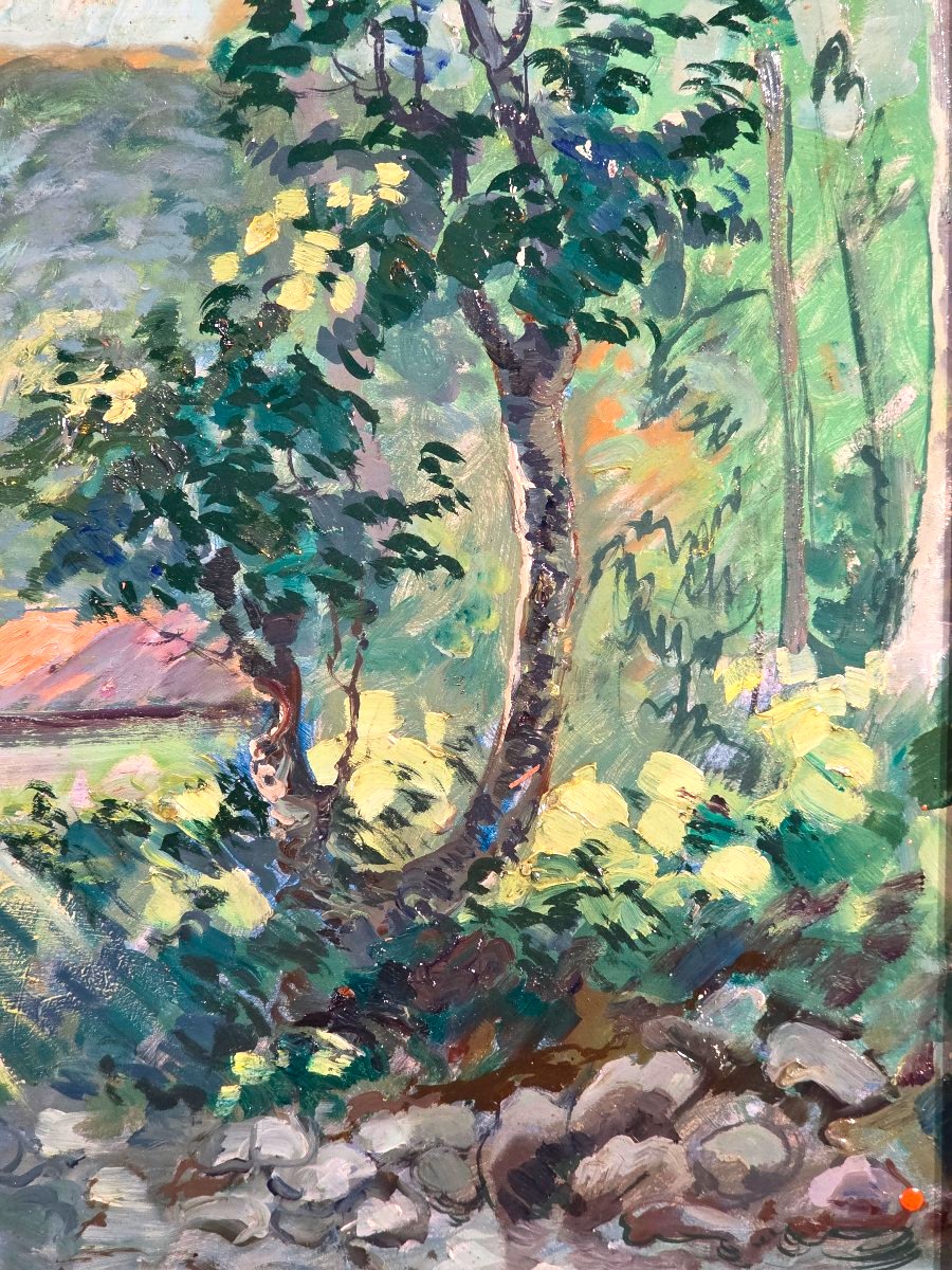 Charles CHARDAR (1884-1965) – Paysage de Martinique au cours d'eau ​-photo-1