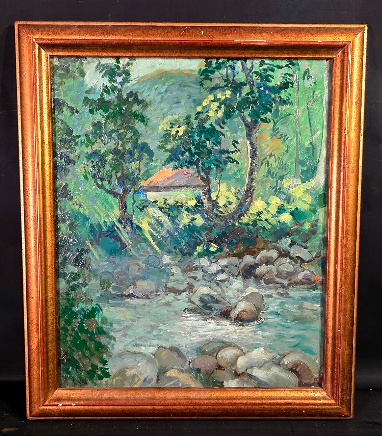 Charles CHARDAR (1884-1965) – Paysage de Martinique au cours d'eau ​