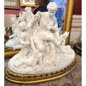 Porcelain Group Venus And Her Loves Signed 19th Century