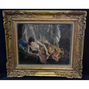 Oil Painting Odalisque Genre Scene Giovanni Boldini (1842-1931)