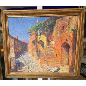 Tableau vue de Collioures post impressionniste signé du peintre Adrien Hamon (1875-1963) 