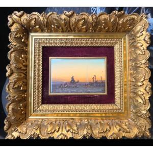 Gouache Painting Orientalist Scene Camp In The Desert Signed Paul Pascal 19th Century 