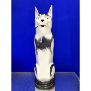 Flacon porcelaine zoomorphe Chat Haviland Édouard Marcel Sandoz(1881-1971). 