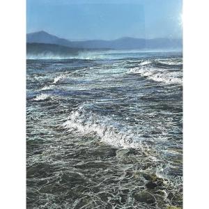 Alain Voinot (born In Toulouse In 1953) Biarritz, Ocean And Mountains. Pastel 