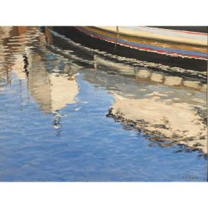 Enzo MELCHIORRE ( Italie 1931) Reflets, huile signée 