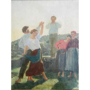 Ribera Perico Or Pedro (1867 - 1949) Attributed To - The Dancers Of Fandango - Oil On Canvas 