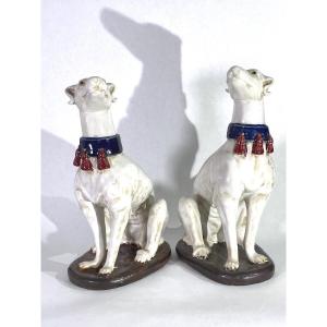 Large Pair Of Ceramic Greyhounds - Italian Work, 1950s