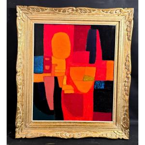 Oil Painting Abstract Composition école De Parisjean-pierre Floch (1937-2015)