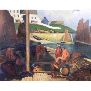 COLAT Prosper Mary ( 1882 - 1954) - Huile sur toile Bretagne Pont Avendébut XXème