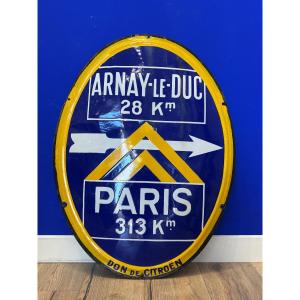 CITROËN - Grande plaque émaillée - Paris Arnay le Duc 