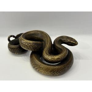 19th-century Naturalistic Gilded Bronze Snake 